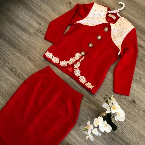 Vintage 80’s| Red Formal Suit - Picture 2 of 11